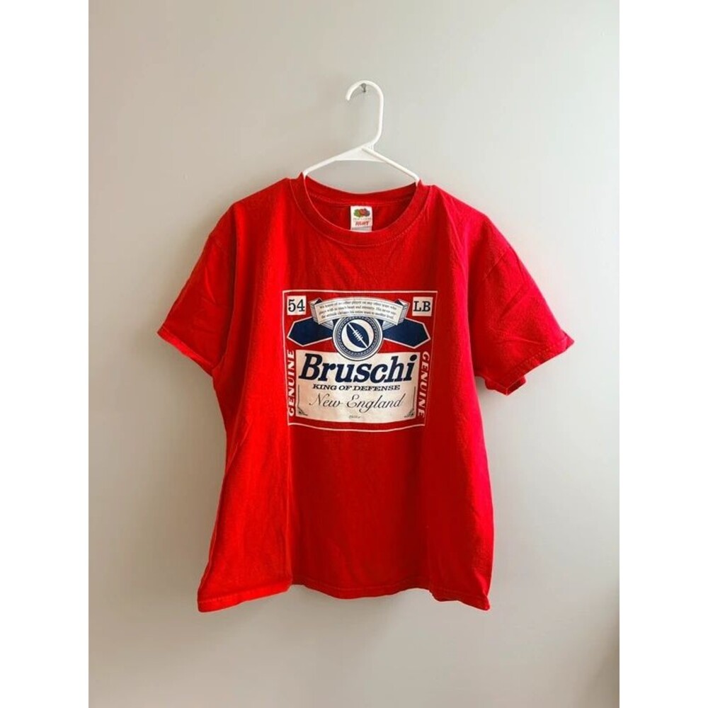 Vintage Tedy Bruschi New England Patriots Shirt King of Defense Budweiser